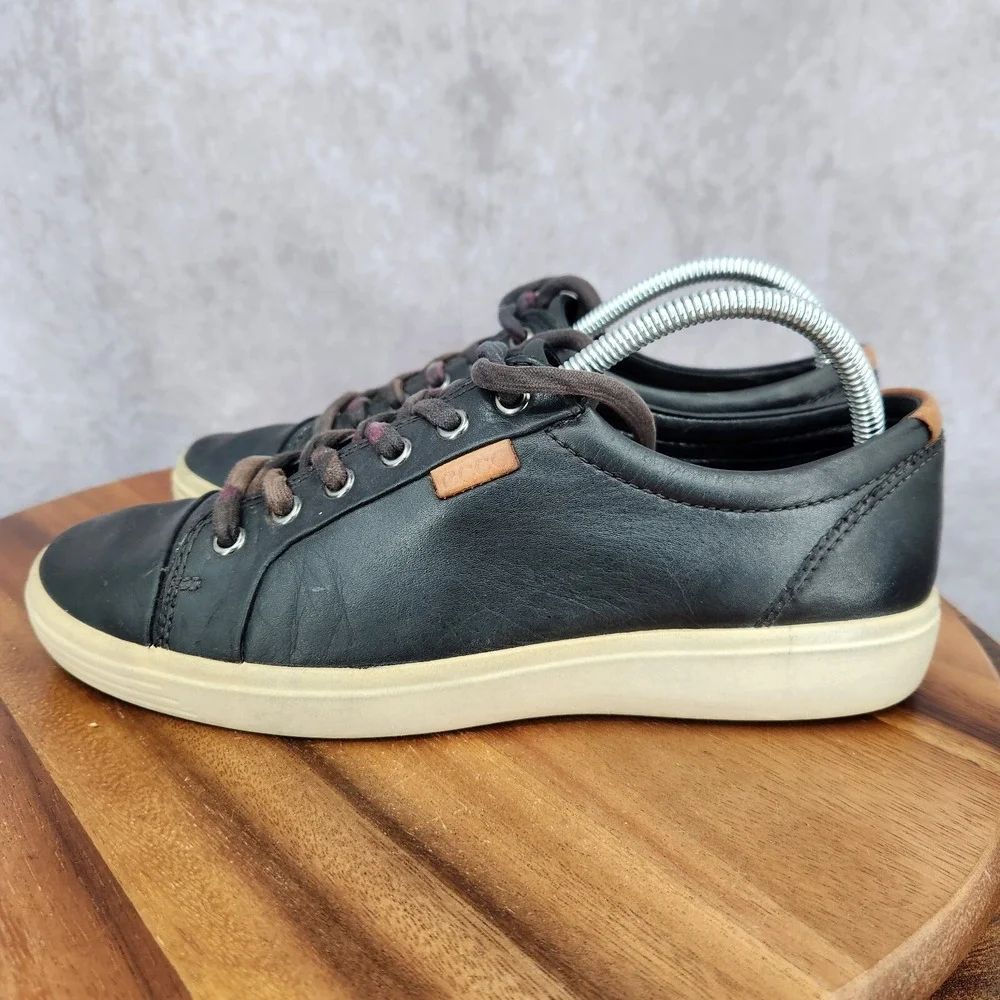Ecco Soft 7 Sneakers Mens 7 / 7.5 Eu 41 Black Leather‎ Low Top Comfort Shoes